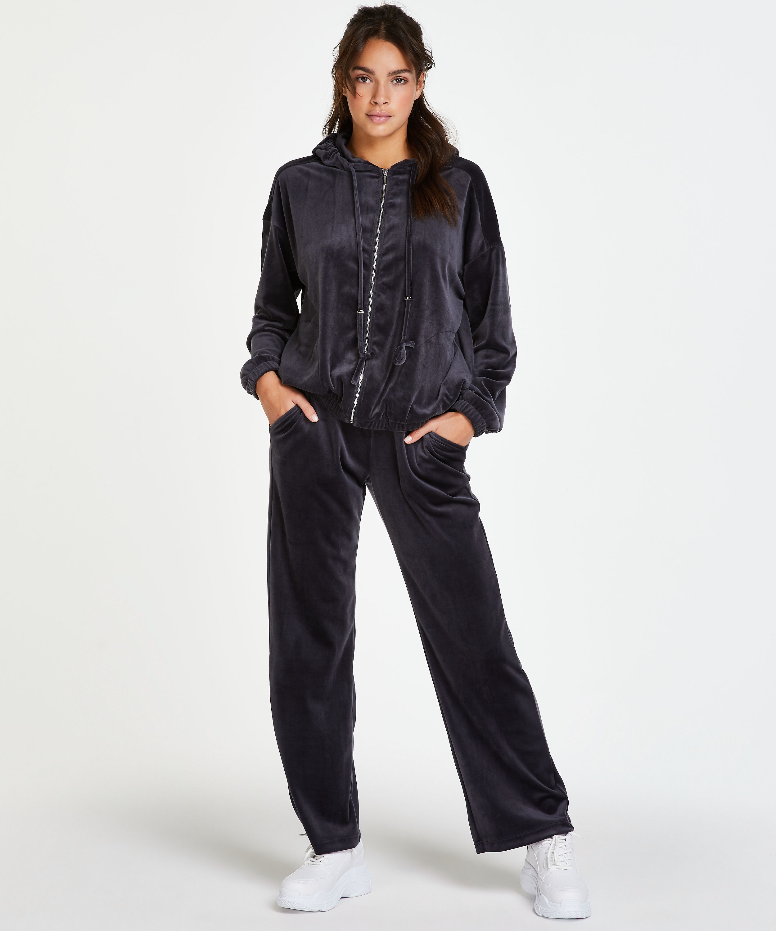 Pyjamasbyxor i velour, Gr&aring;