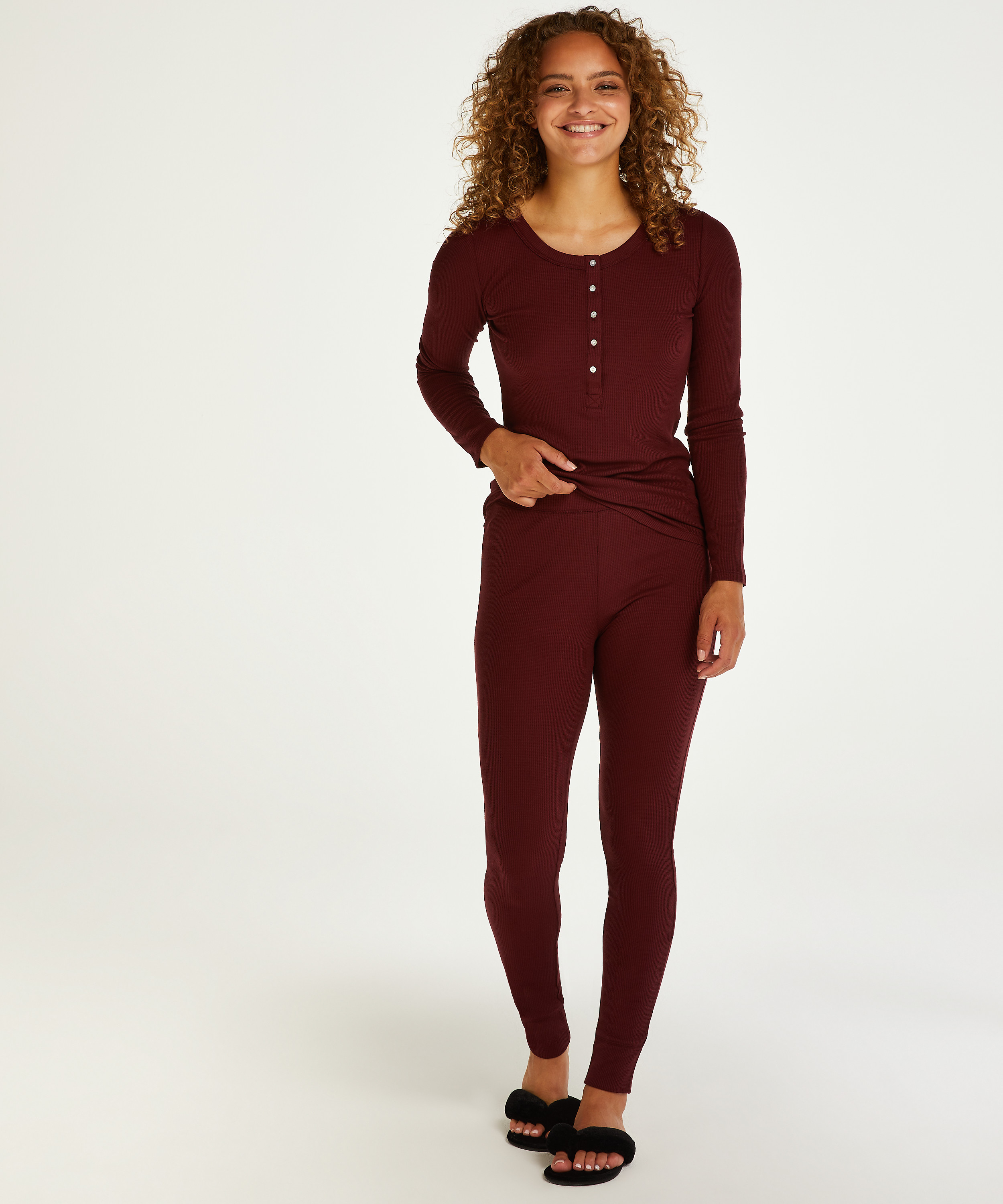 Waffle Placket pyjamas, Lila, main