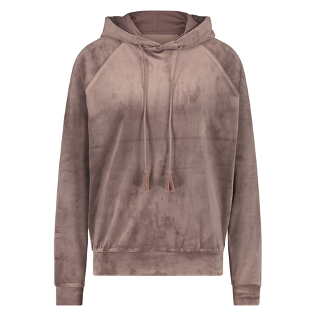 Hoodie velour, Brun