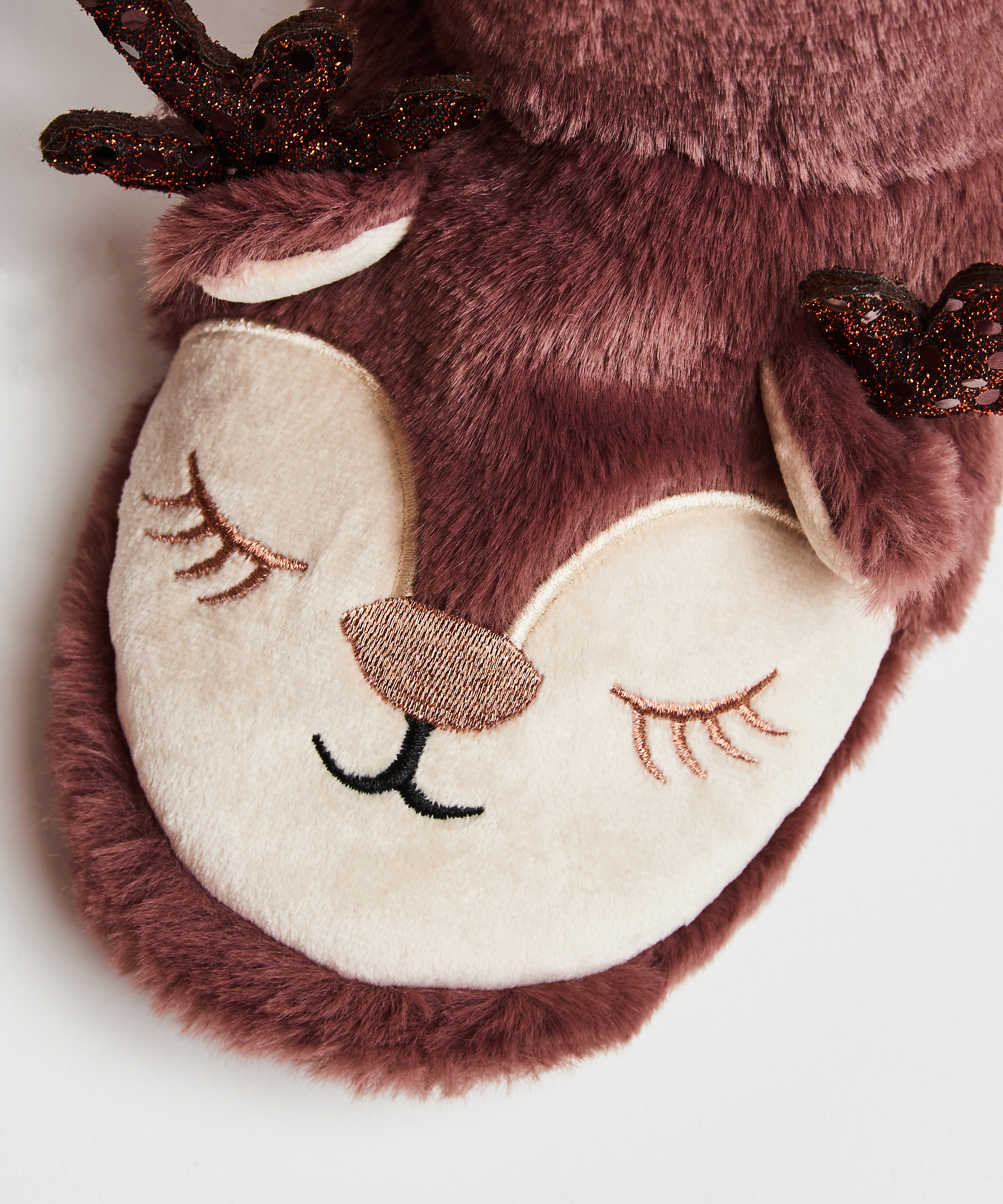 Tofflor med renmotiv, Lila, main