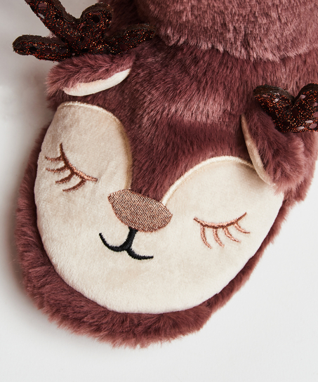 Tofflor med renmotiv, Lila