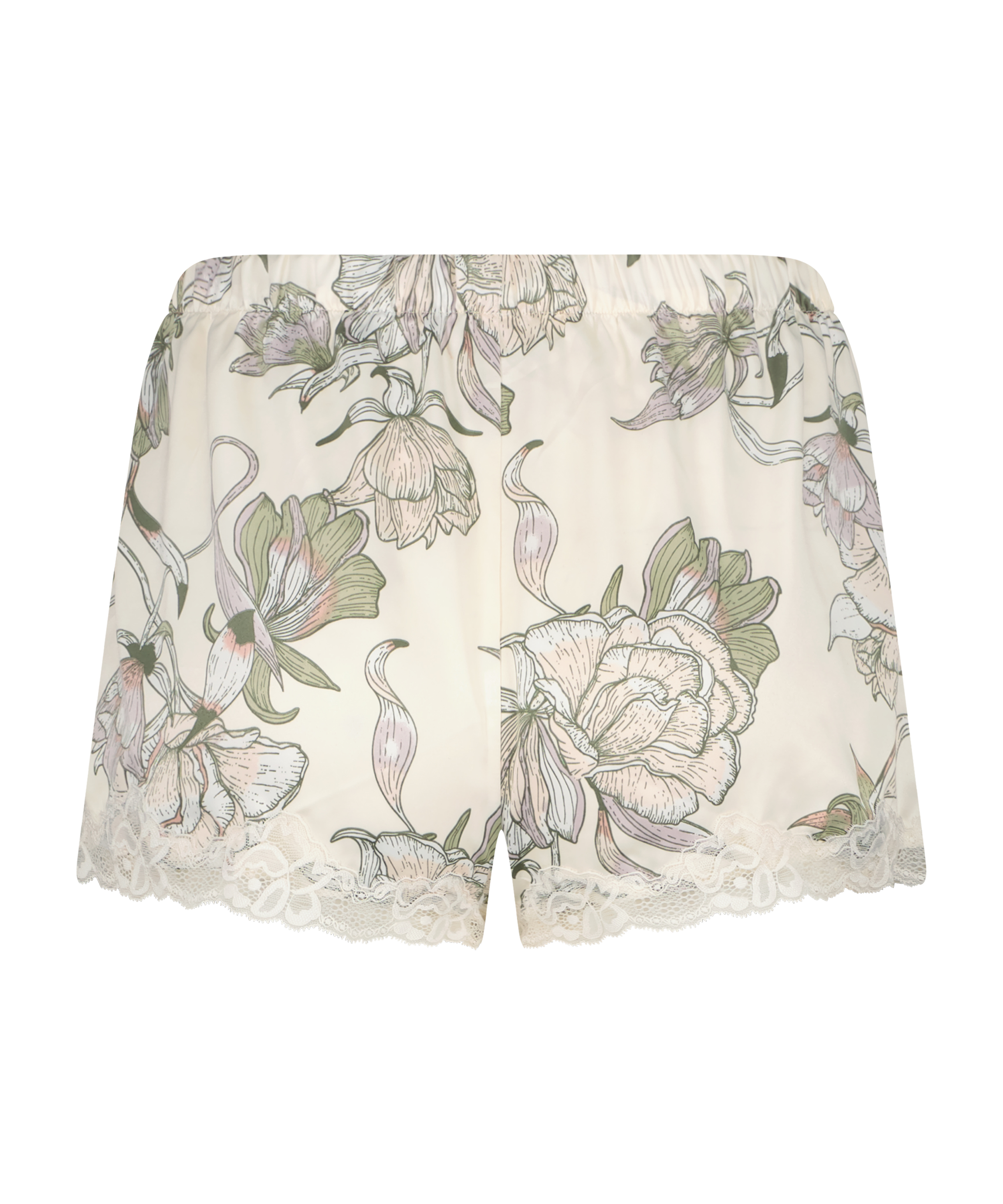 Satin pyjamasshorts, Vit, main