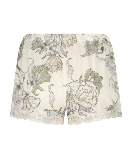 Satin pyjamasshorts, Vit