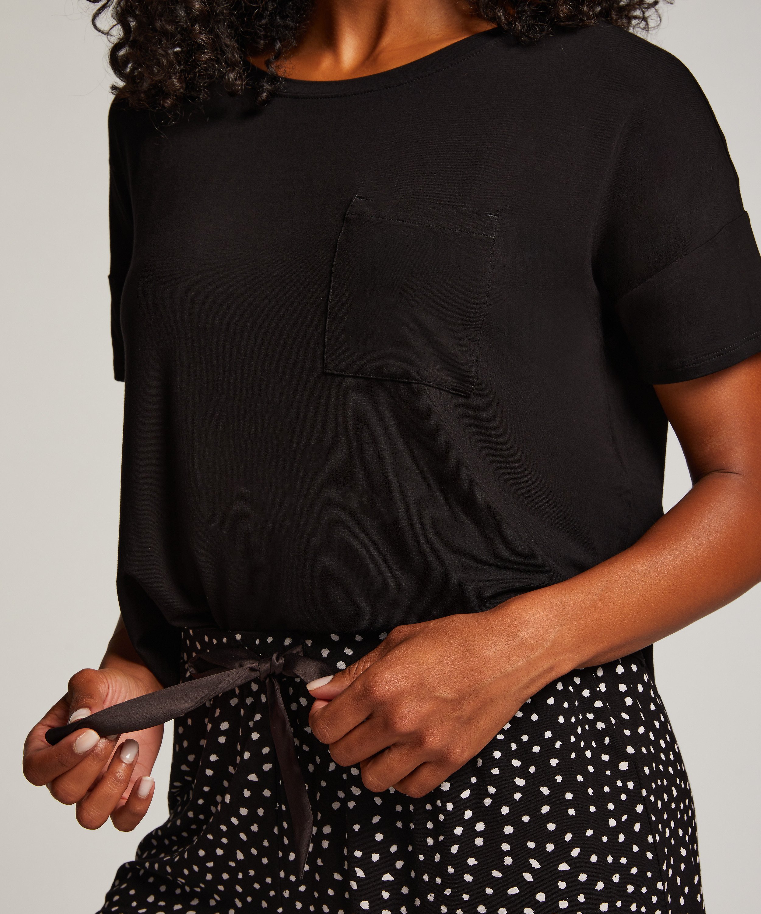 Kort pyjamasset, Svart, main