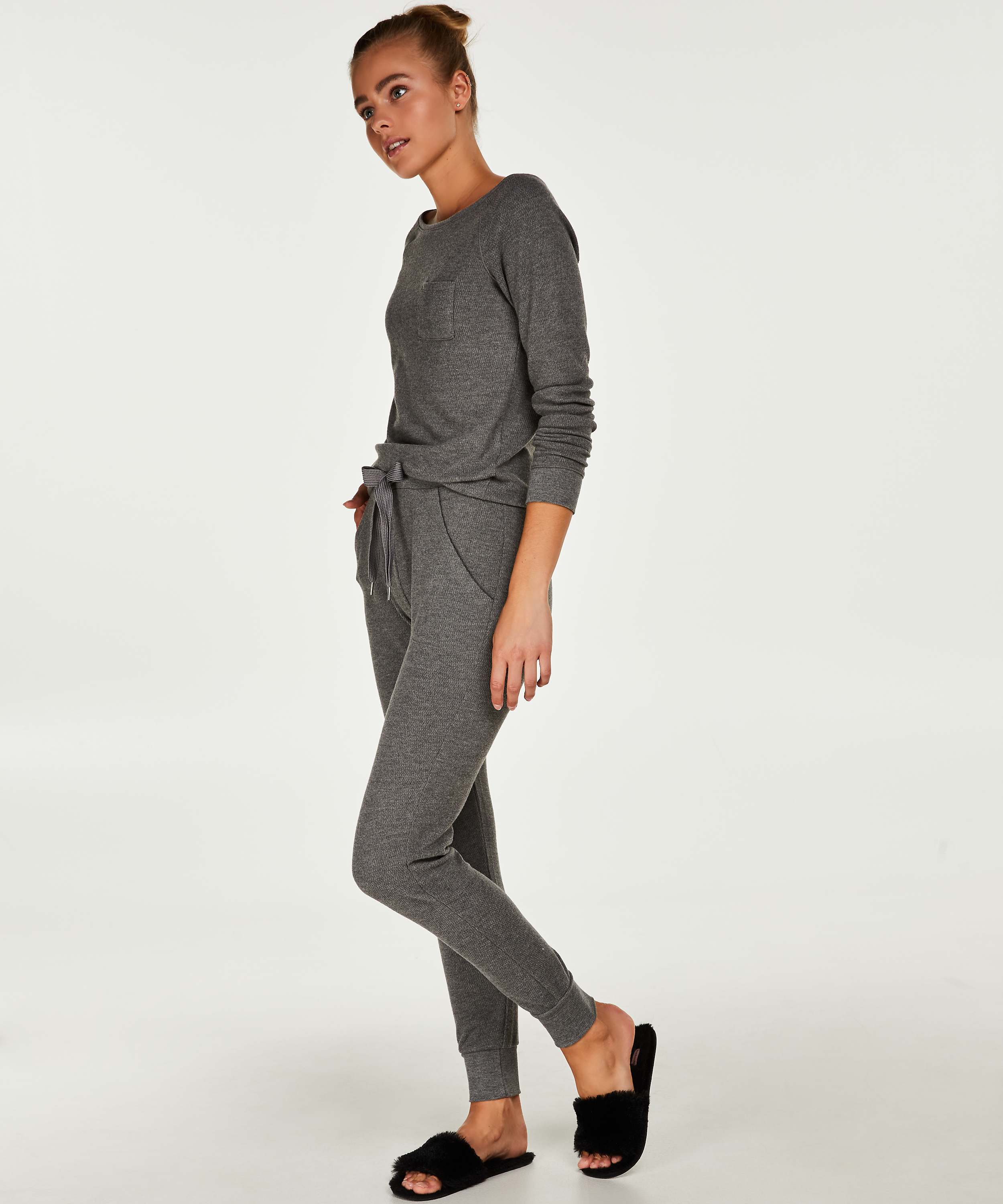 Pyjamasset Waffle, Grå, main