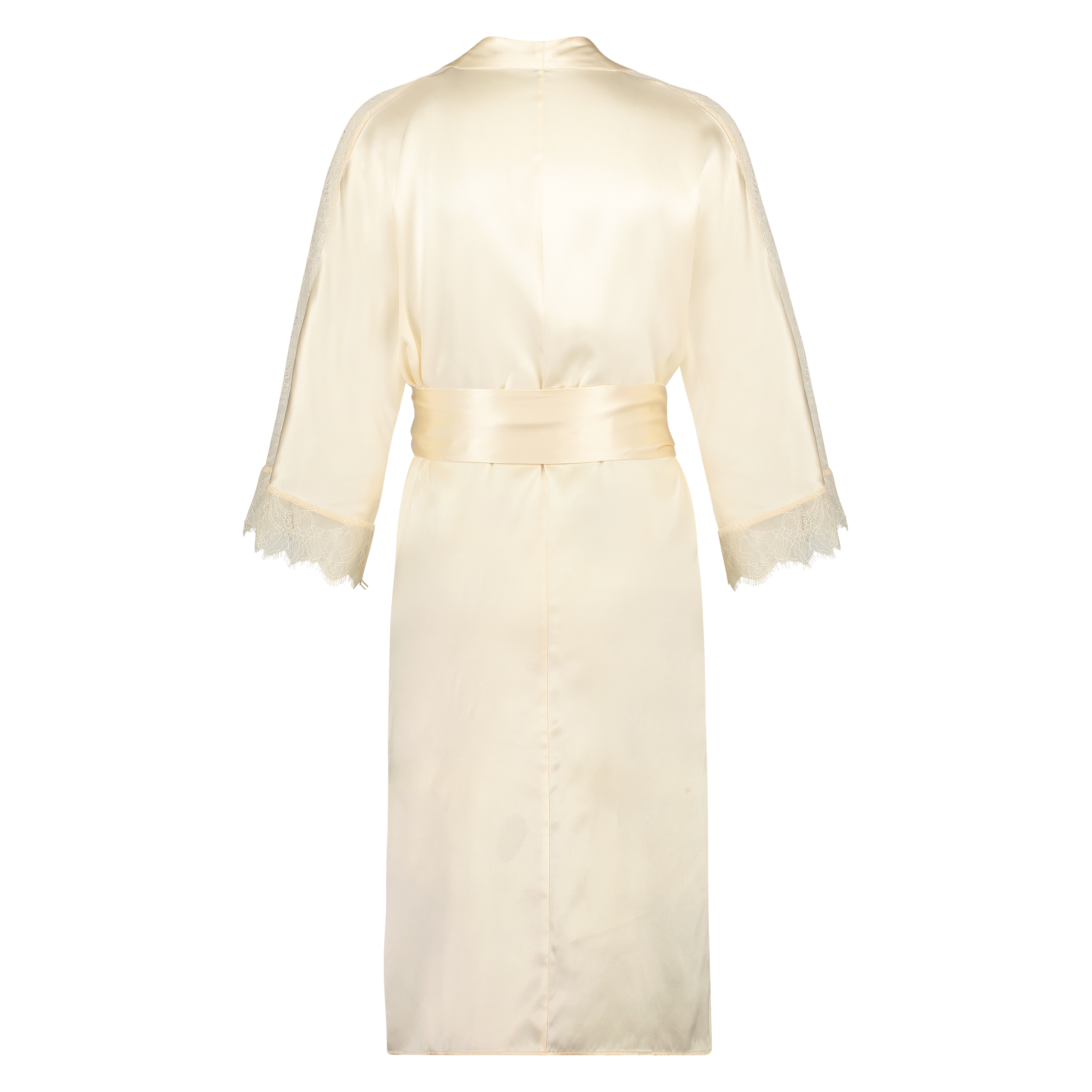 Kimono i silke och spets, Beige, main