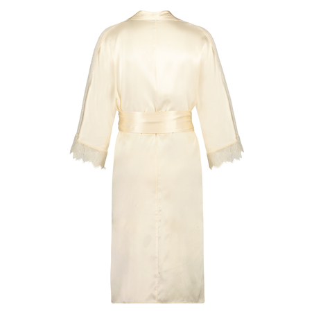 Kimono i silke och spets, Beige