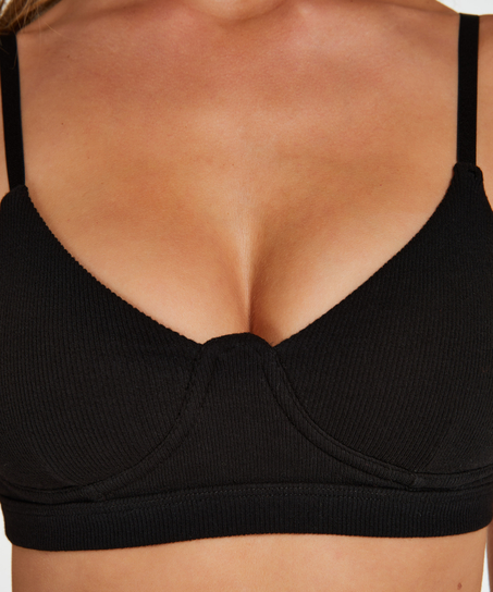 Bralette Rib Baddie, Svart