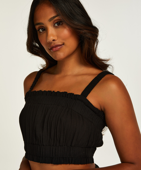 Rynkad crop top, Svart