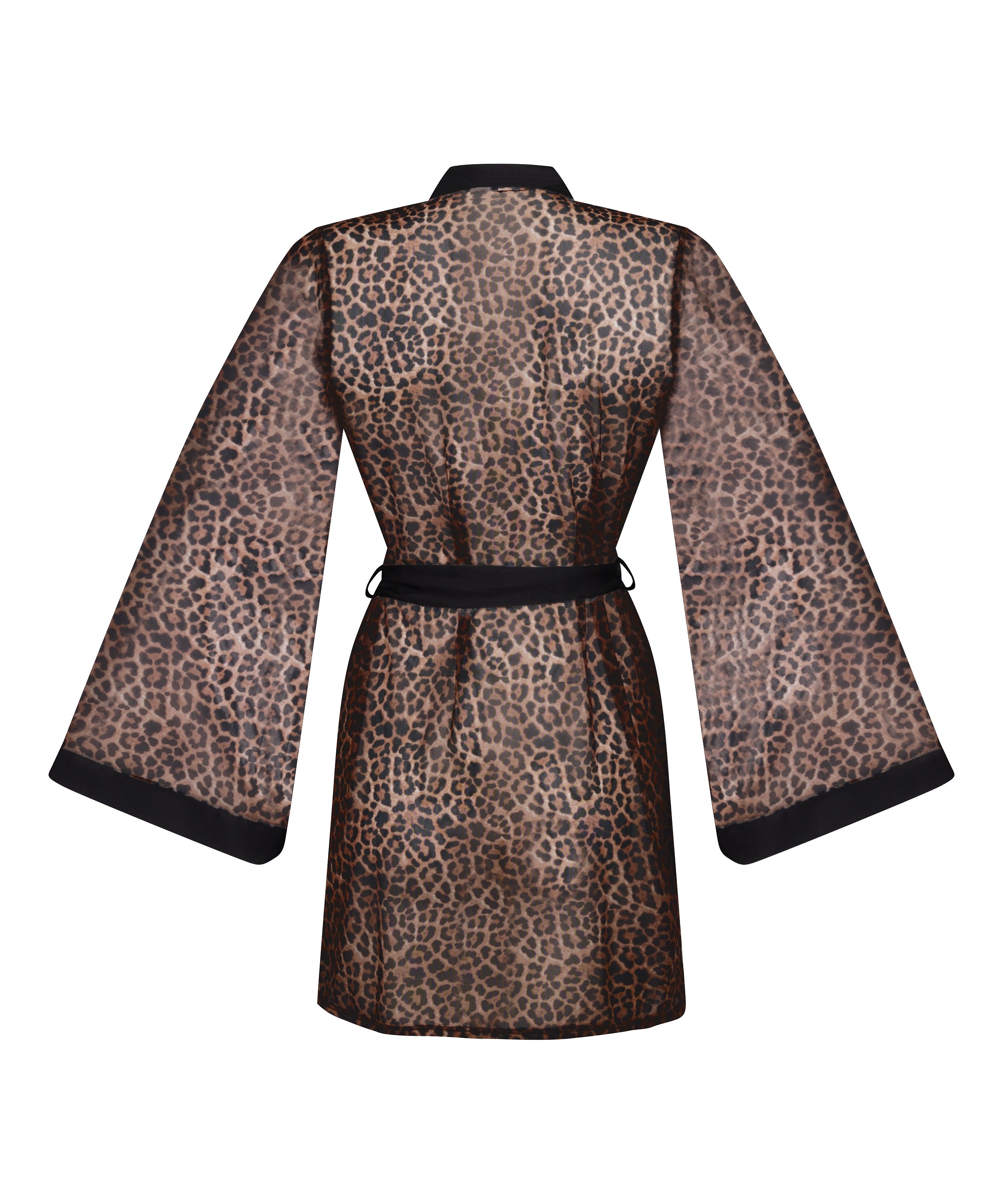 Kimono i leopard-mesh, Svart, main