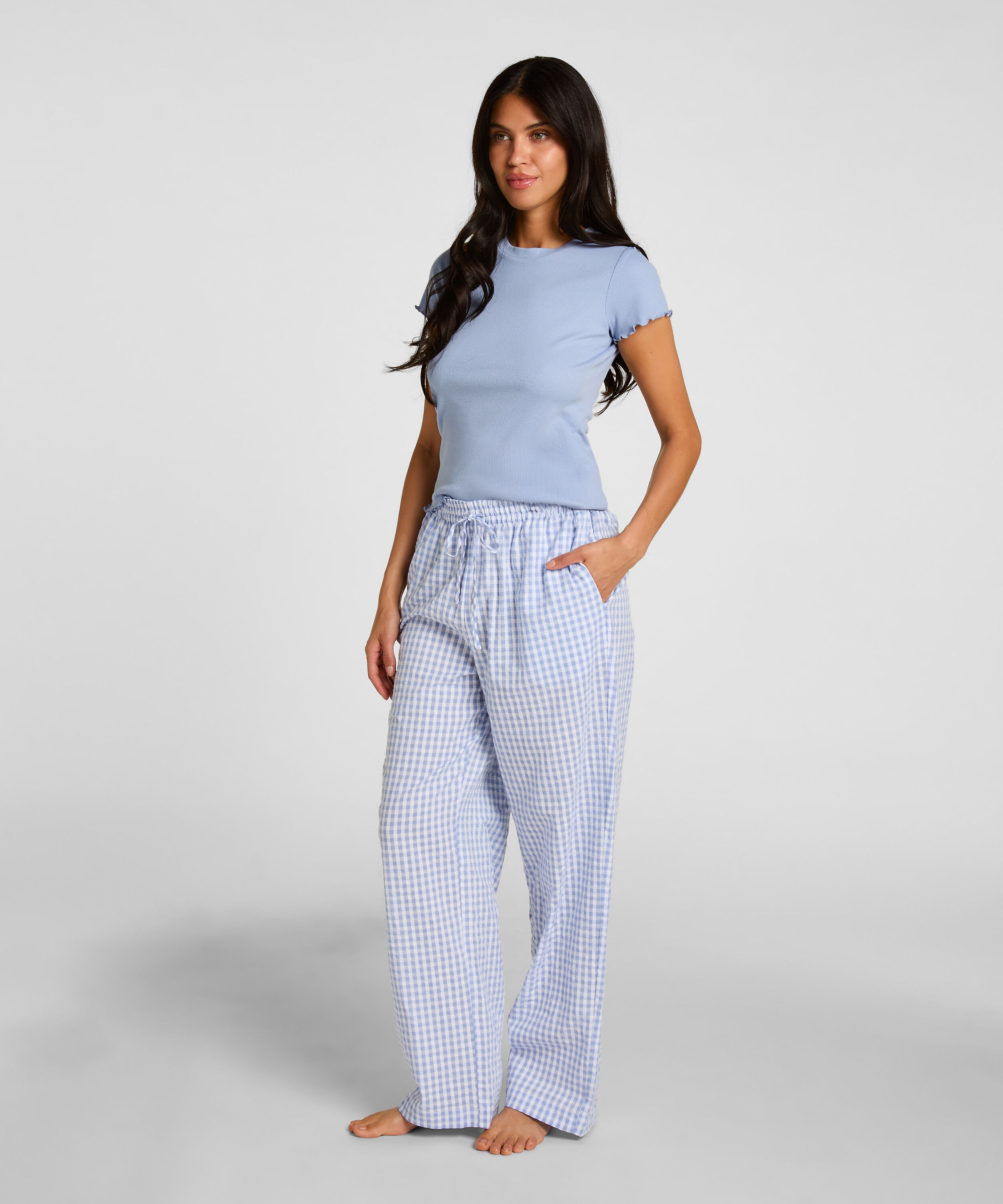 Pyjamasbyxa i bomull, Blå