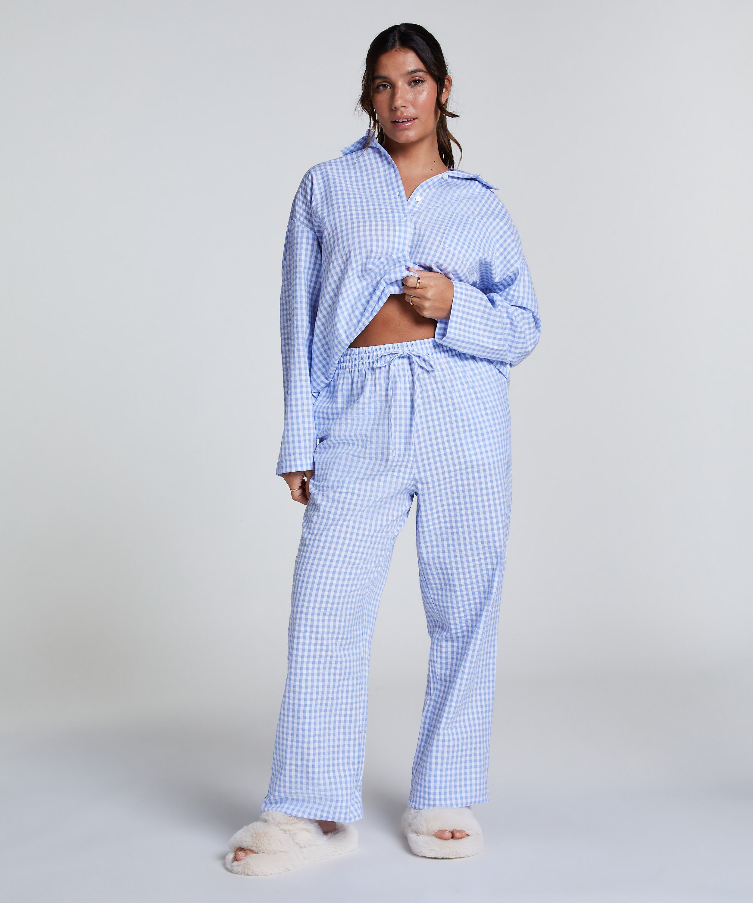 Pyjamasbyxa i bomull, Blå