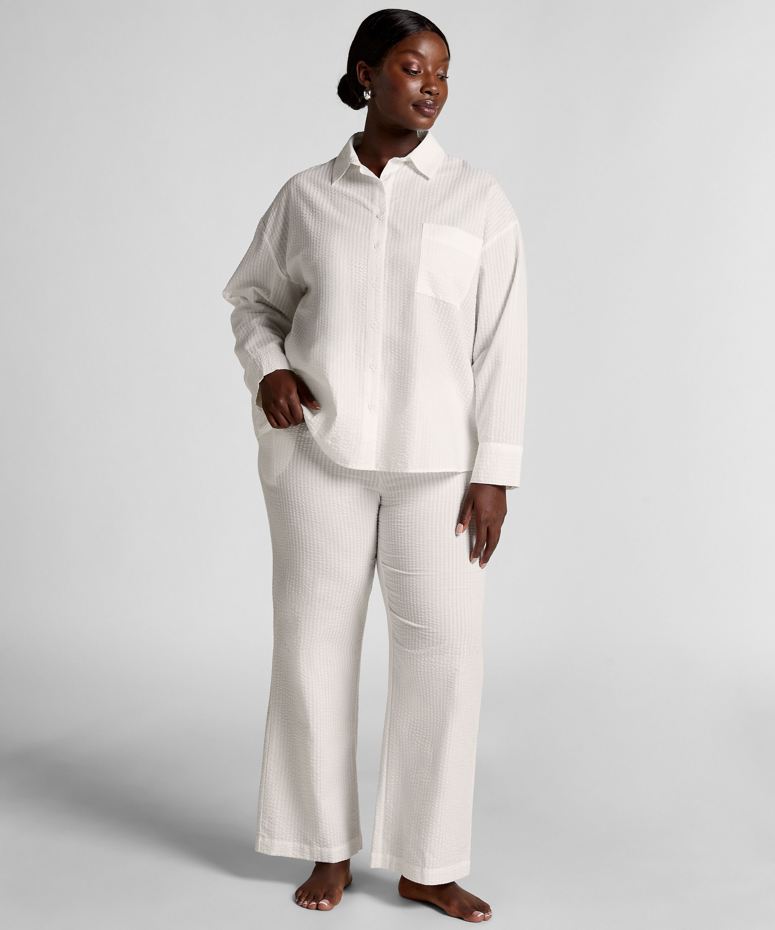 Pyjamasbyxa i bomull Seersucker