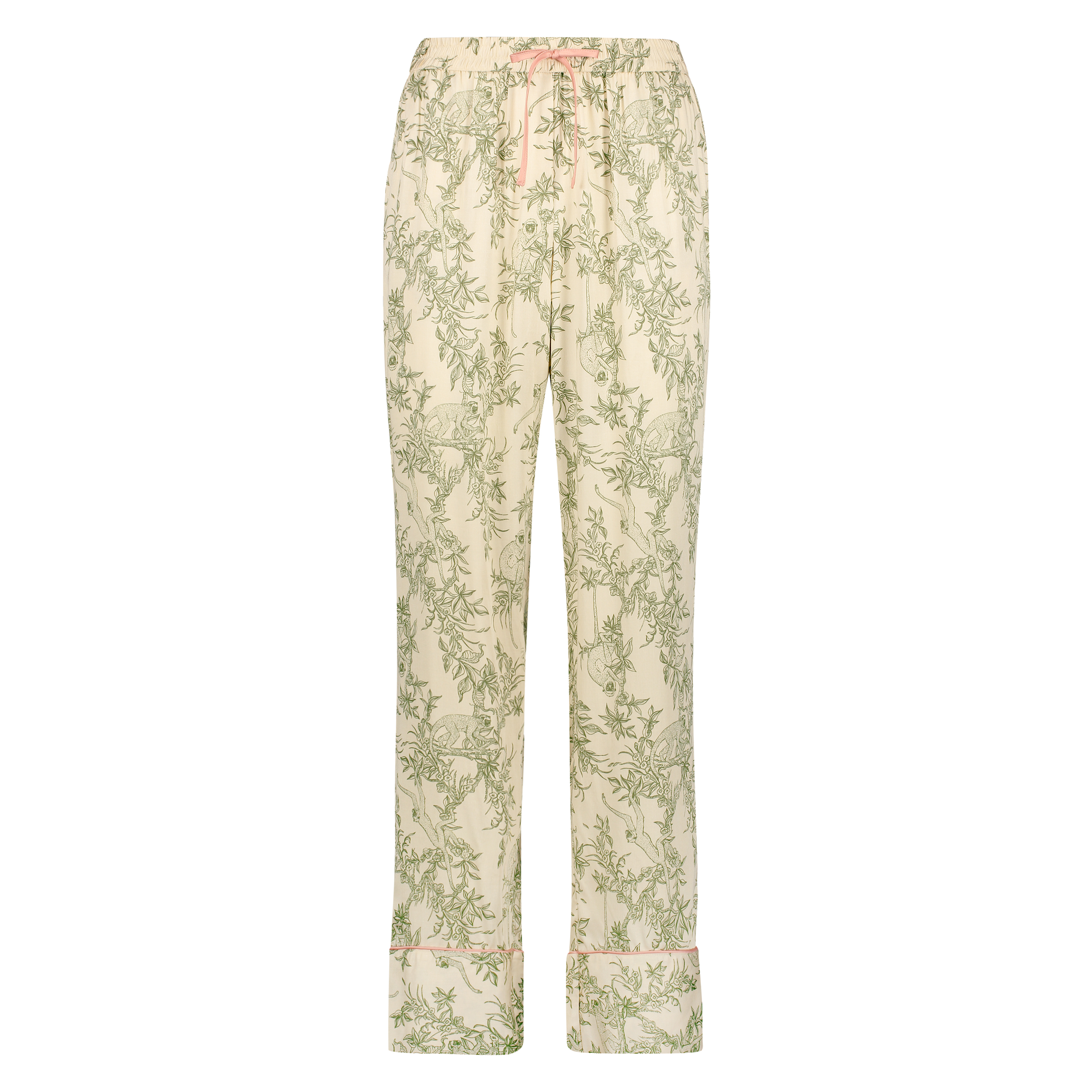 Pyjamasbyxor i vävt tyg, Beige, main