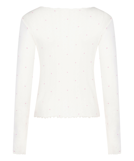 Pyjamastopp i pointelle, Vit