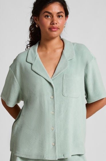 Hunkemöller Skjorta med knappar och frottétextur Grön