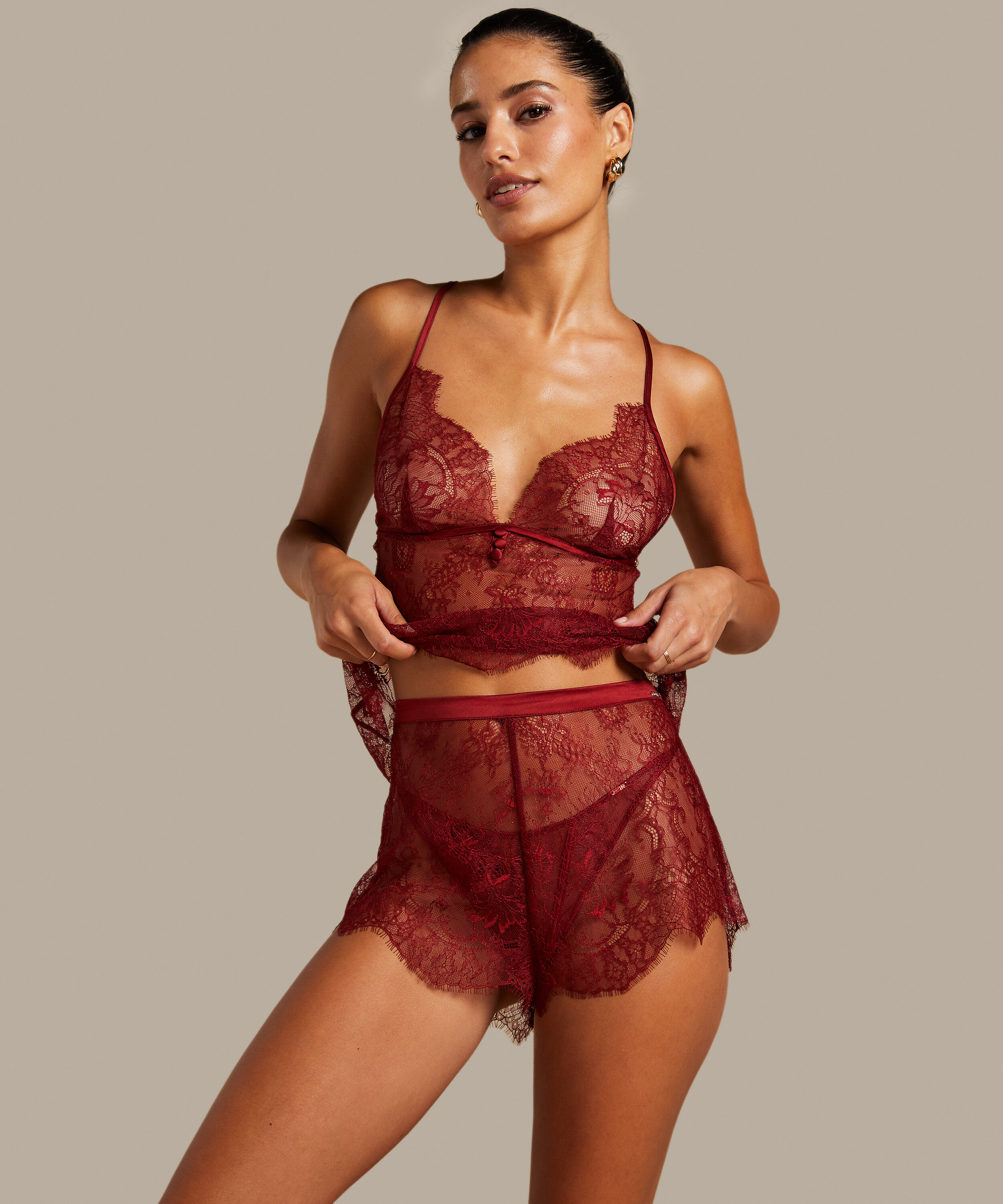 Shorts Lace Delphine, Röd