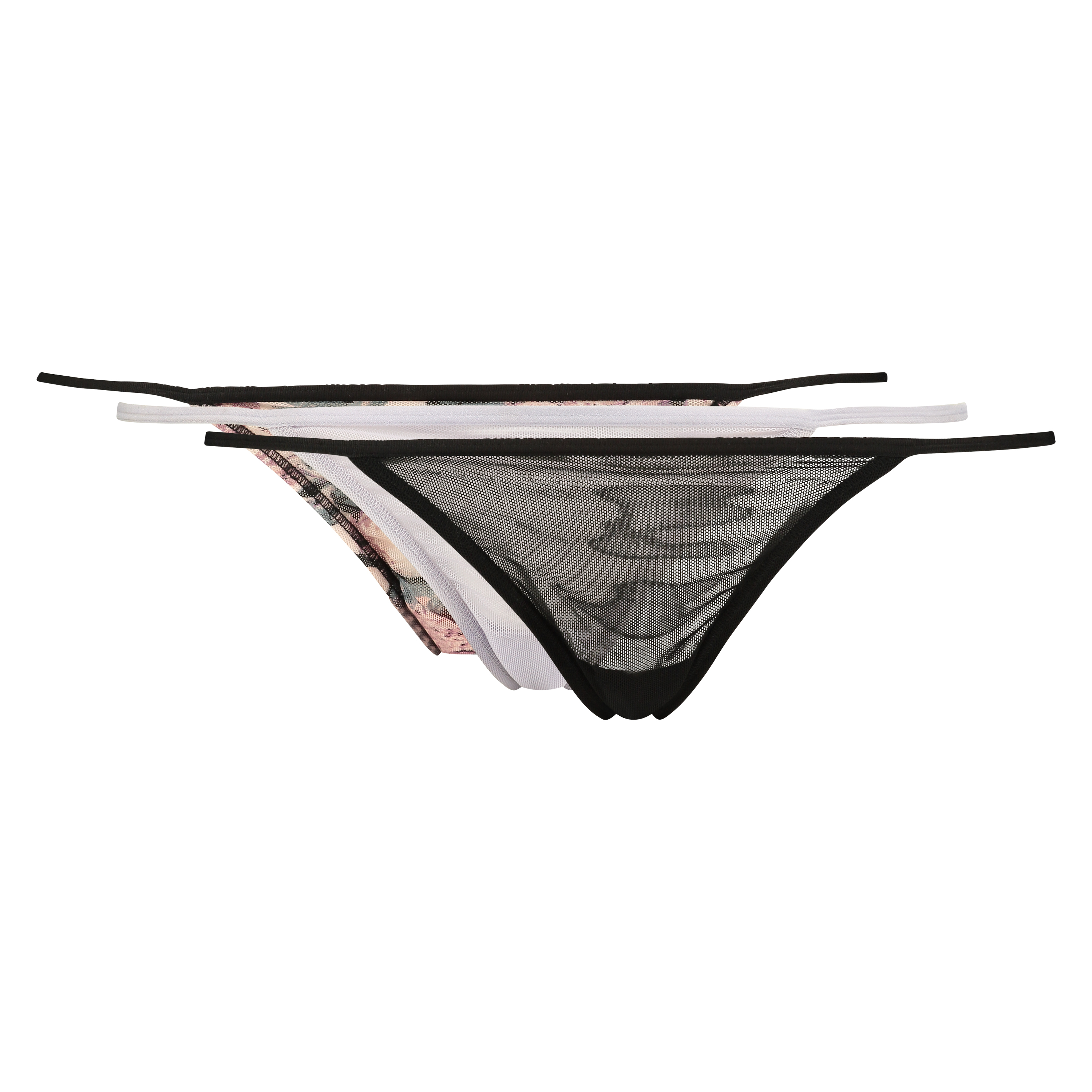 3-pack thongs mesh, Svart, main