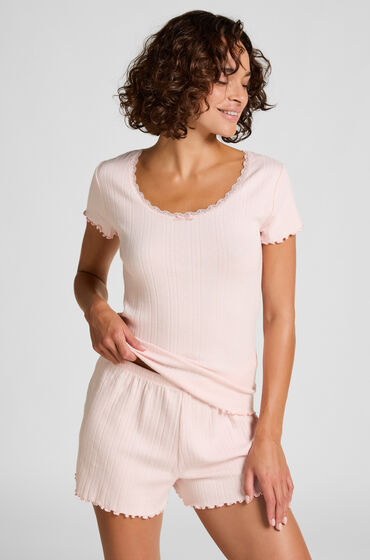 Hunkemöller Shorts i pointelle Rosa