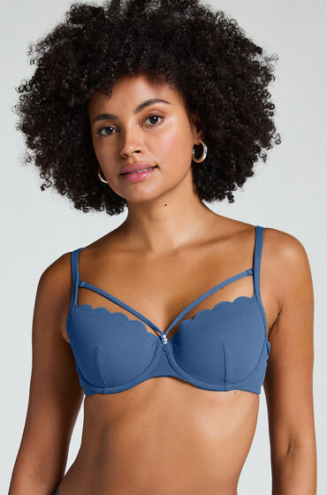 Hunkemöller Formpressad bikiniöverdel med bygel Scallop Blå