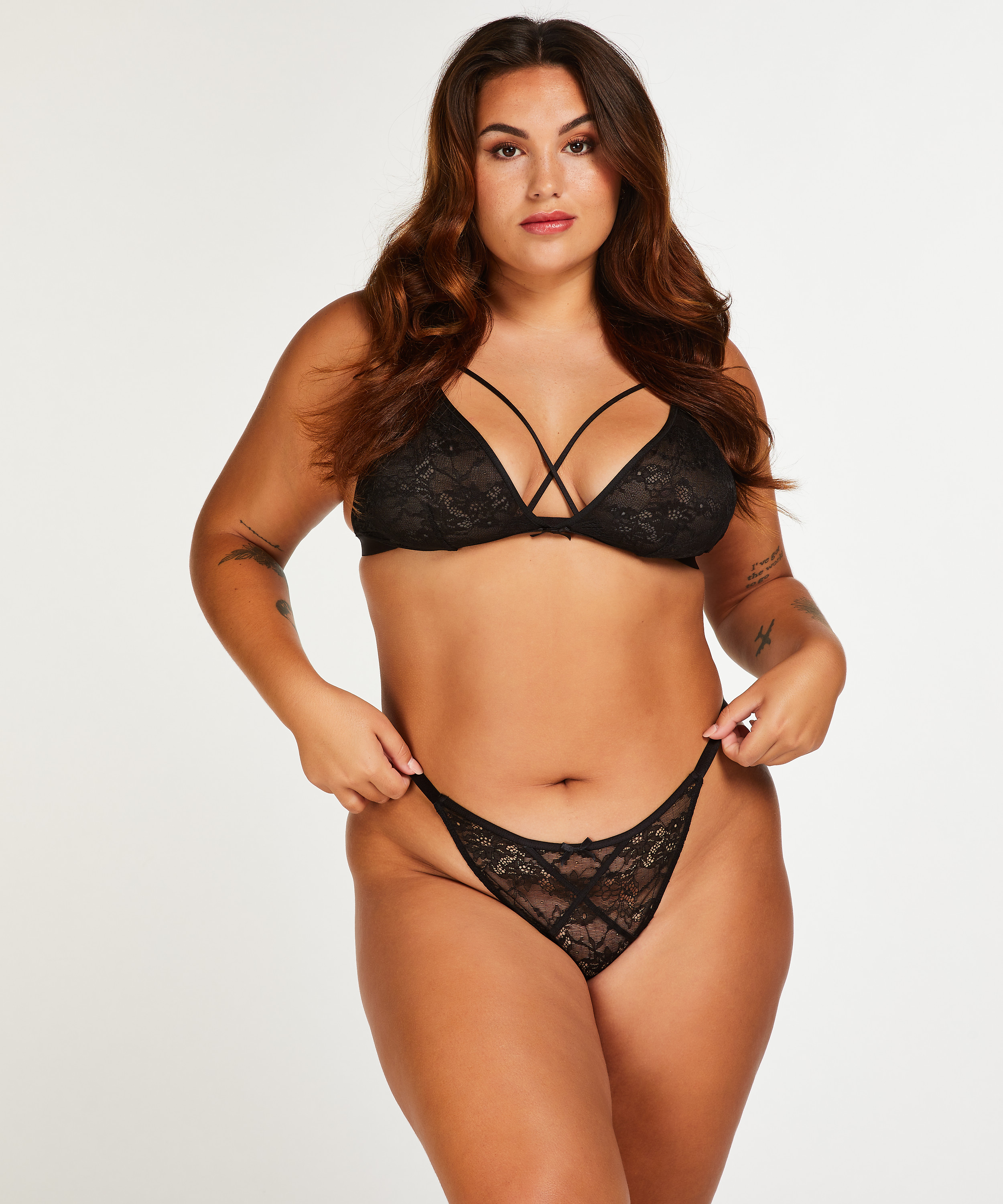 H&ouml;gt skurna stringtrosor Corby, Svart, main