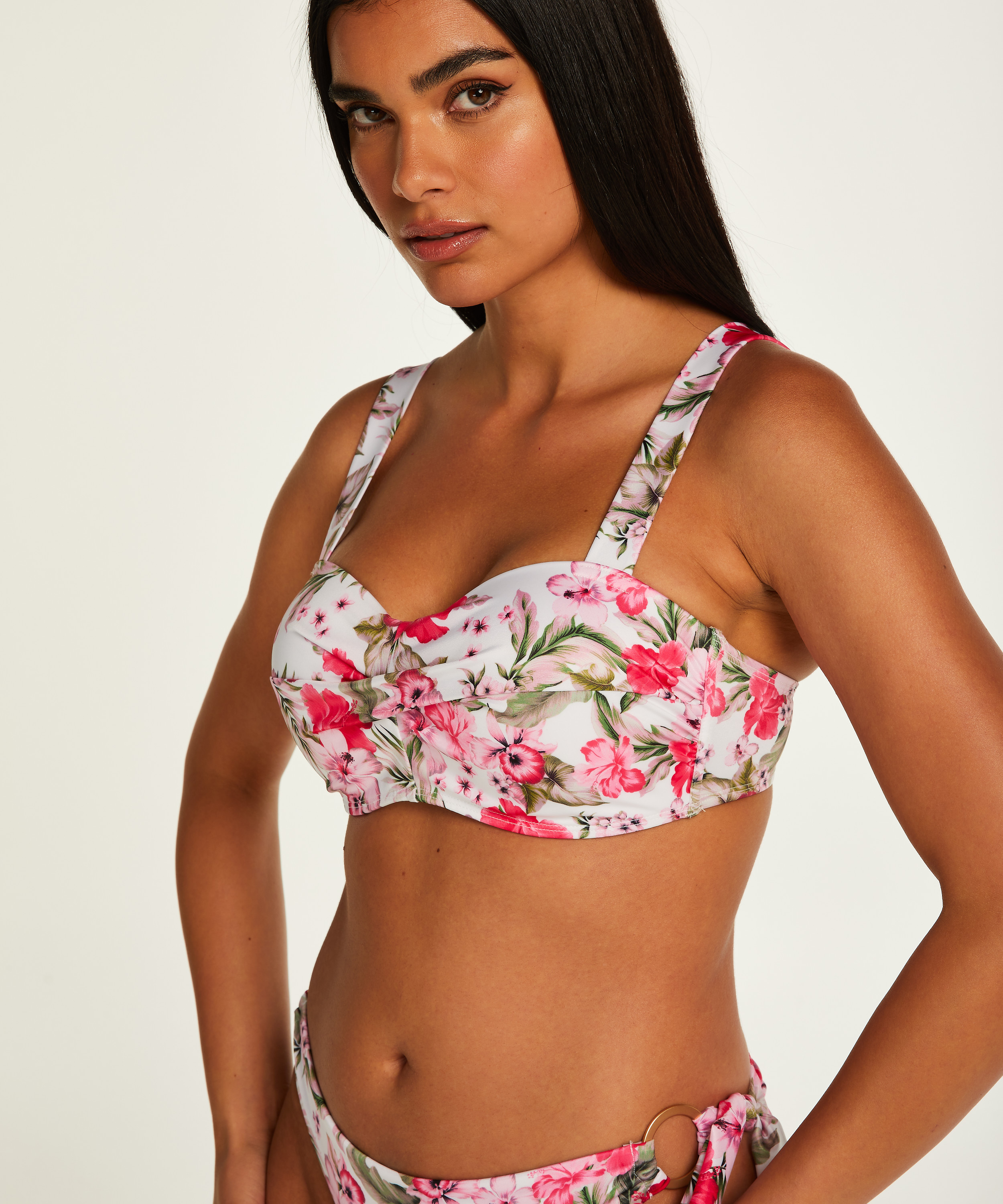 Tropical formpressad bandeau bikinitopp, Vit, main