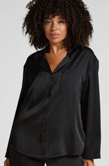 Hunkemöller Satinjacka med smala ränder Svart