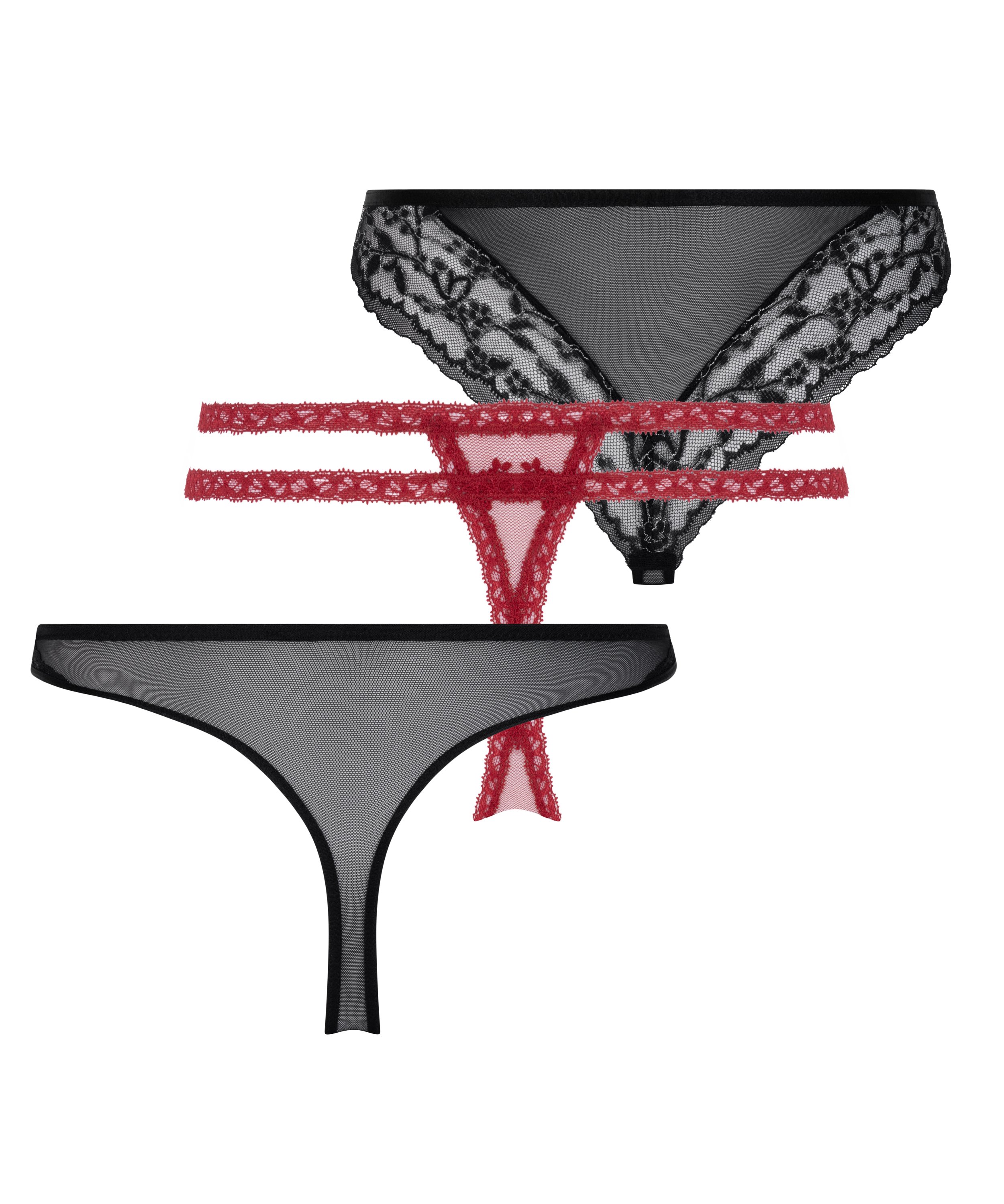 3-pack stringtrosor, Svart, main