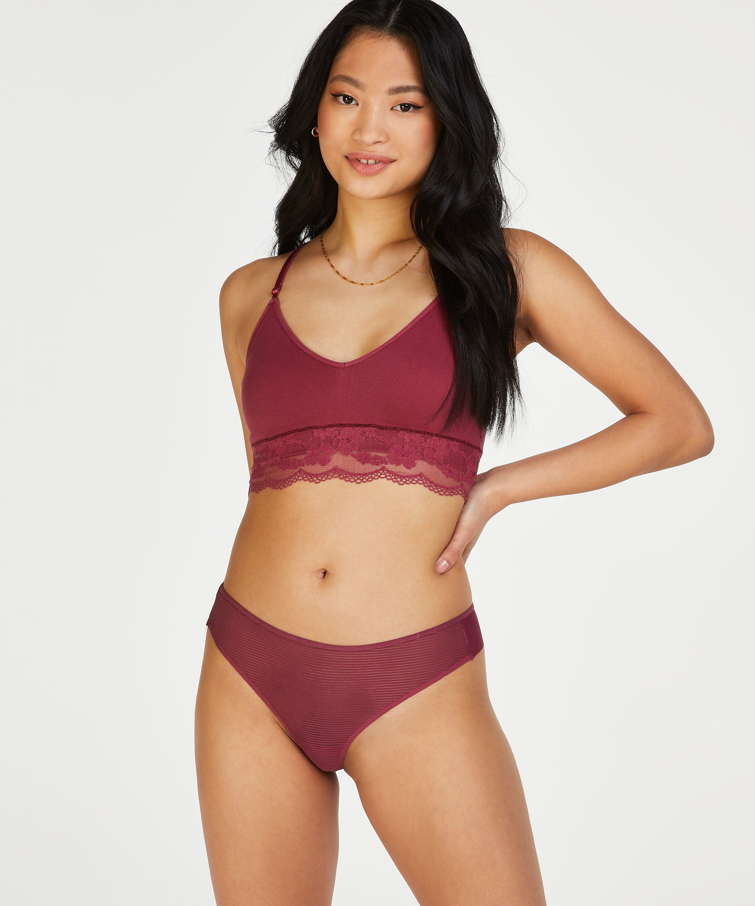 Invisible thong Stripe mesh, Röd