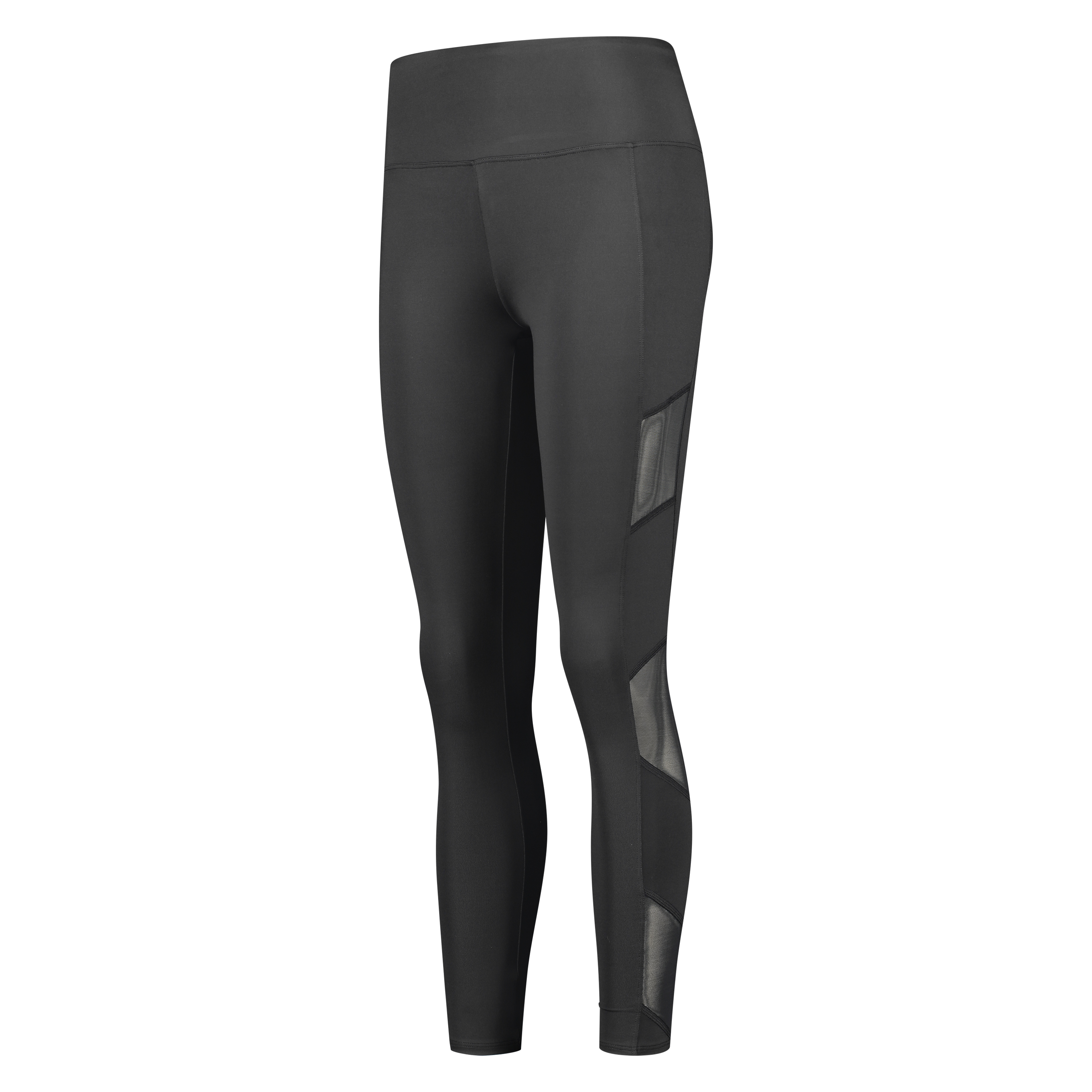 HKMX sportleggings med h&ouml;g midja i mesh-tyg, Svart, main