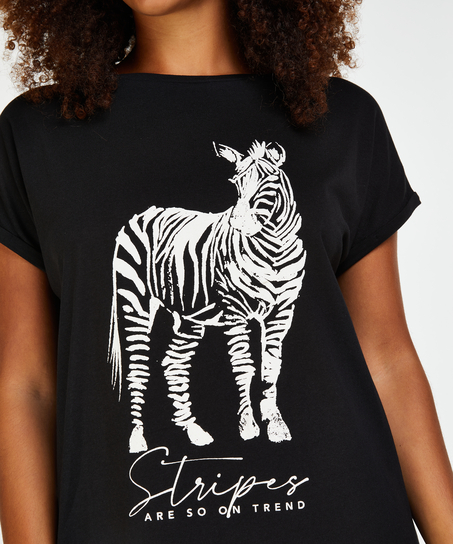 Nattskjorta med rund hals, Svart