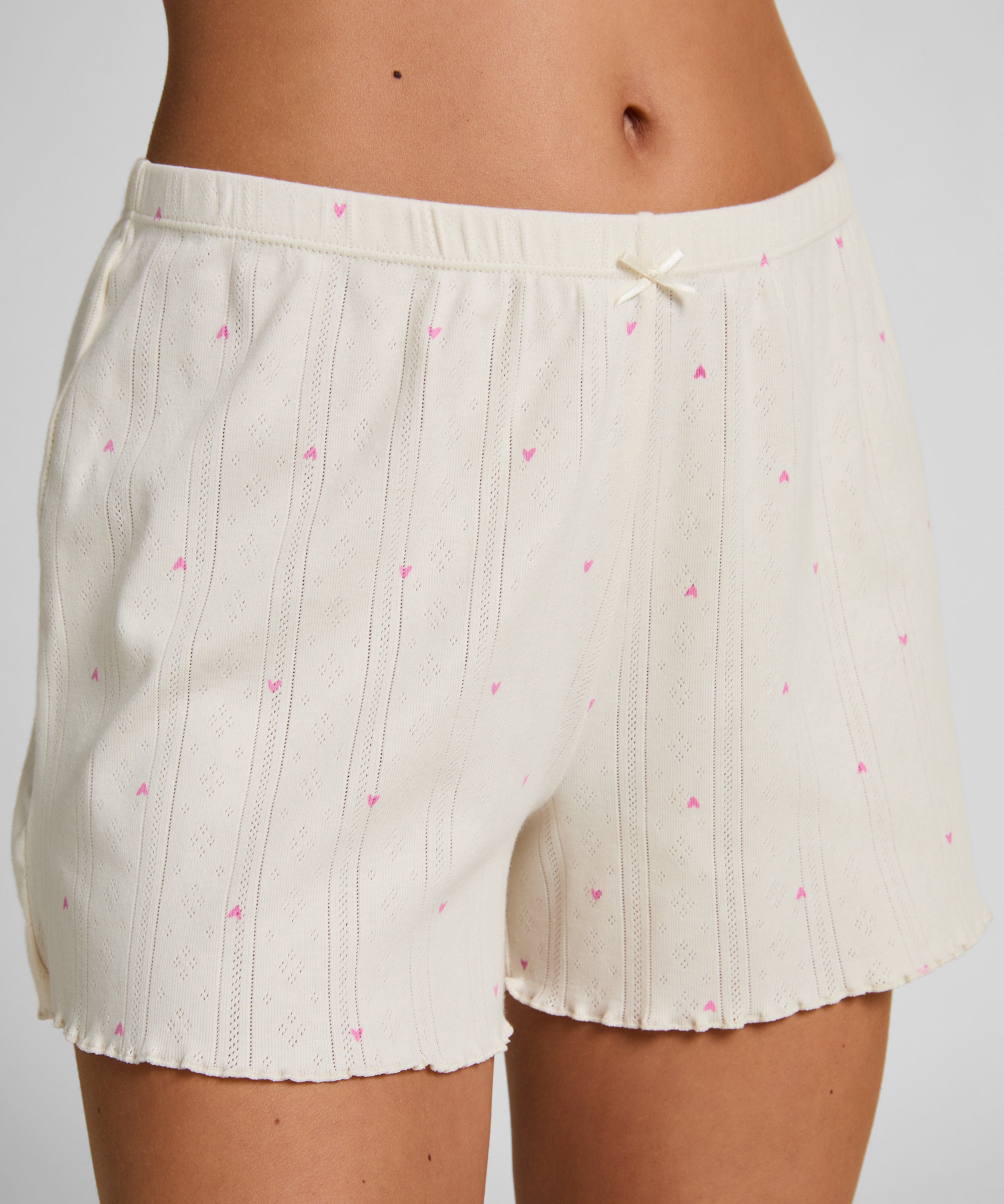 Shorts i pointelle, Vit, main