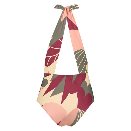 Print Game baddräkt med högt skurna ben, Rosa