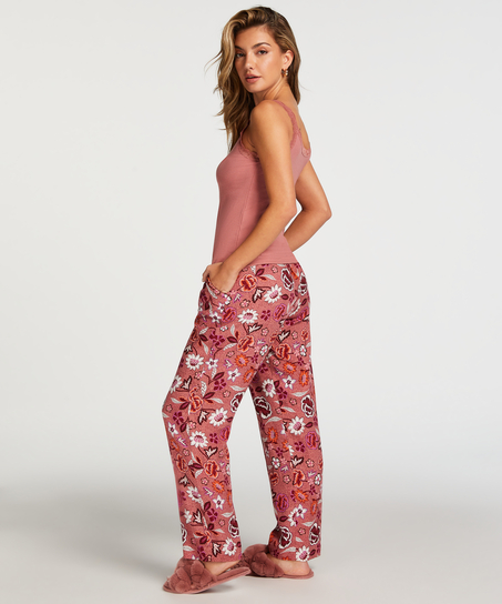 Tall pyjamasbyxor i v&auml;vt tyg, Rosa