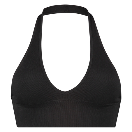 Sömlös halter-bralette, Svart