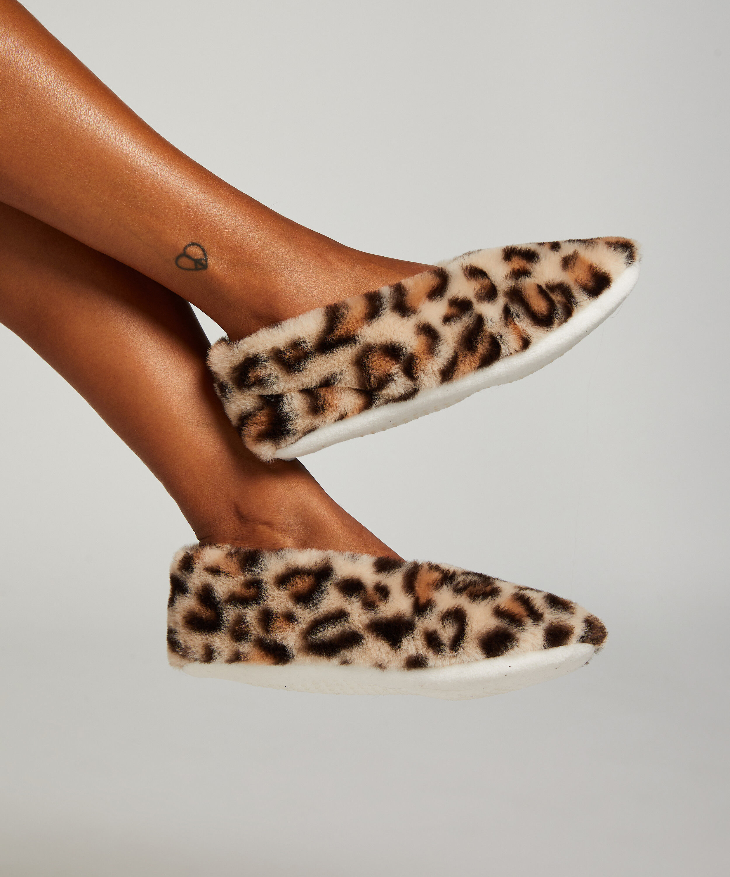 Ballerinatofflor Leopard, Beige