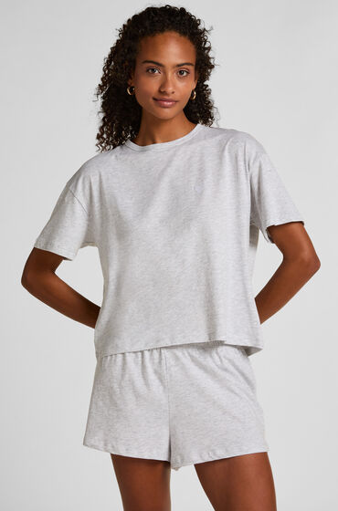 Hunkemöller Pyjamasset i jersey med hjärtan Grå