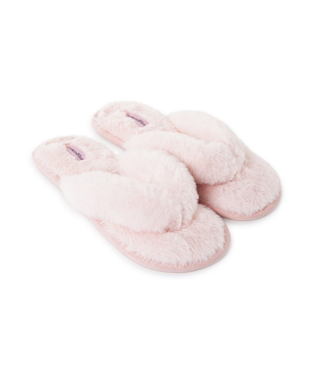 Tofflor Fake Fur, Rosa