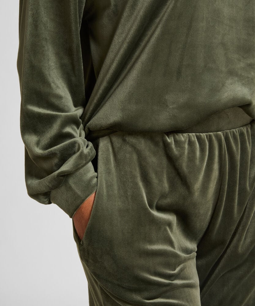 Petite Pyjamasbyxor i velour, Gr&ouml;n, main