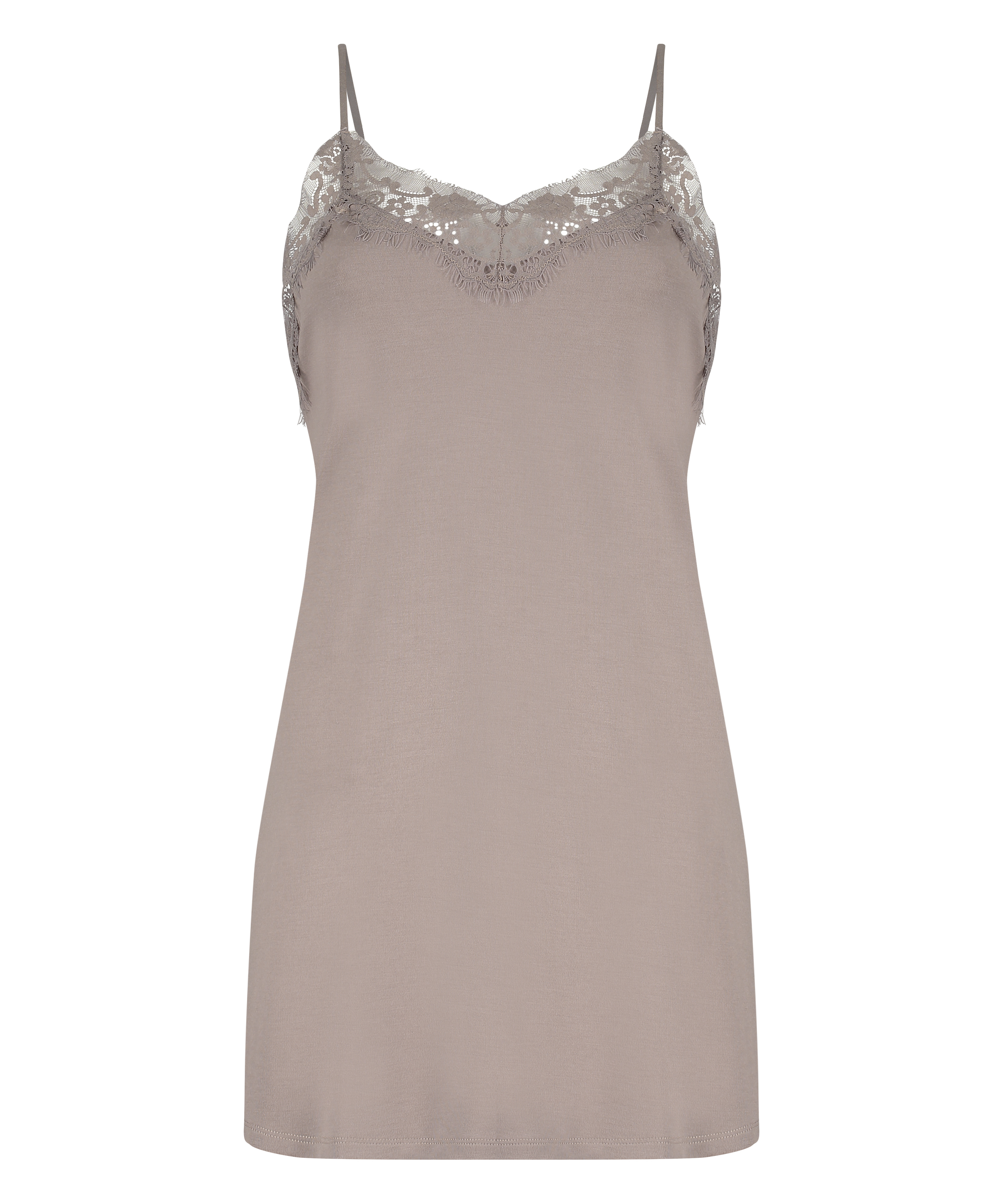 Modal underklänning i spets, Brun, main