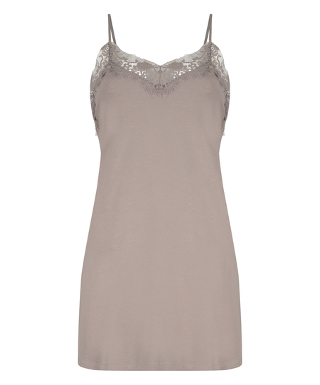 Modal underklänning i spets, Brun