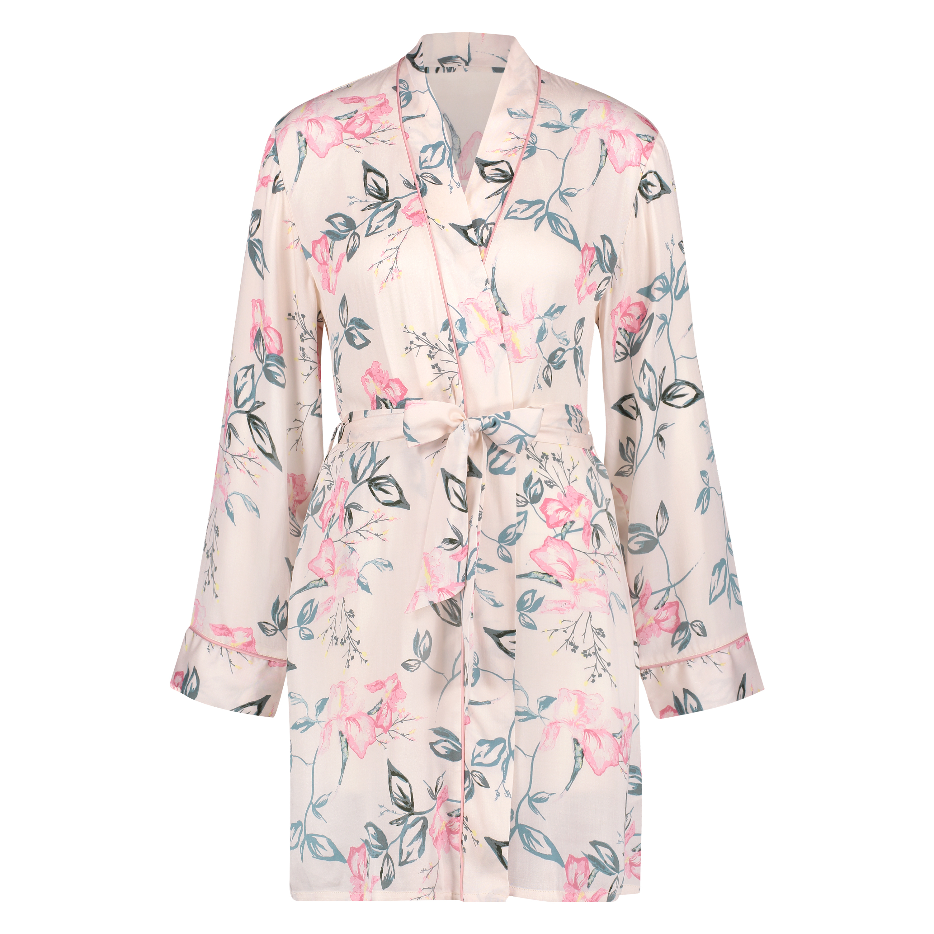 Kimono i vävt tyg, Beige, main