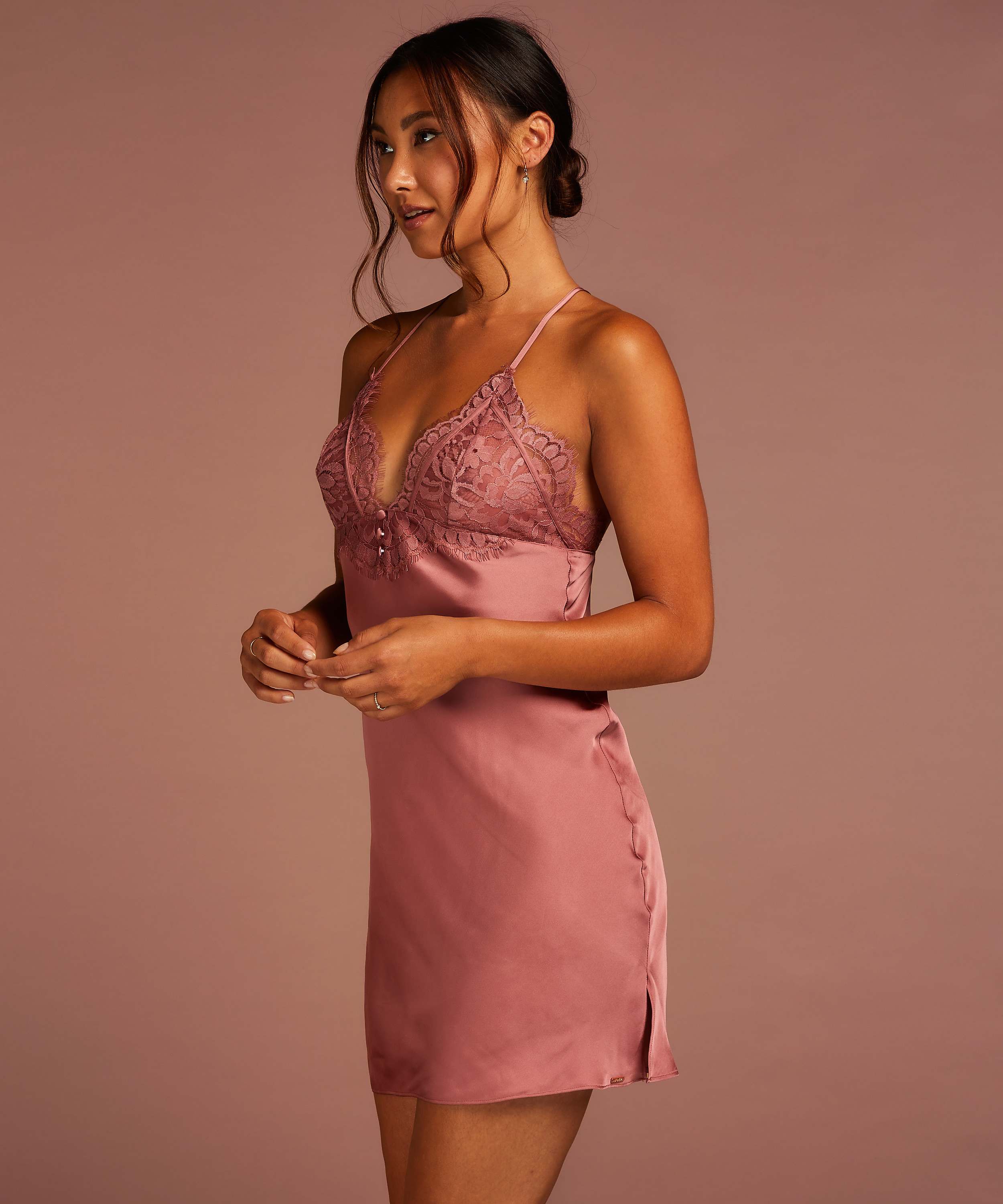 Zara underklänning i satin, Rosa, main