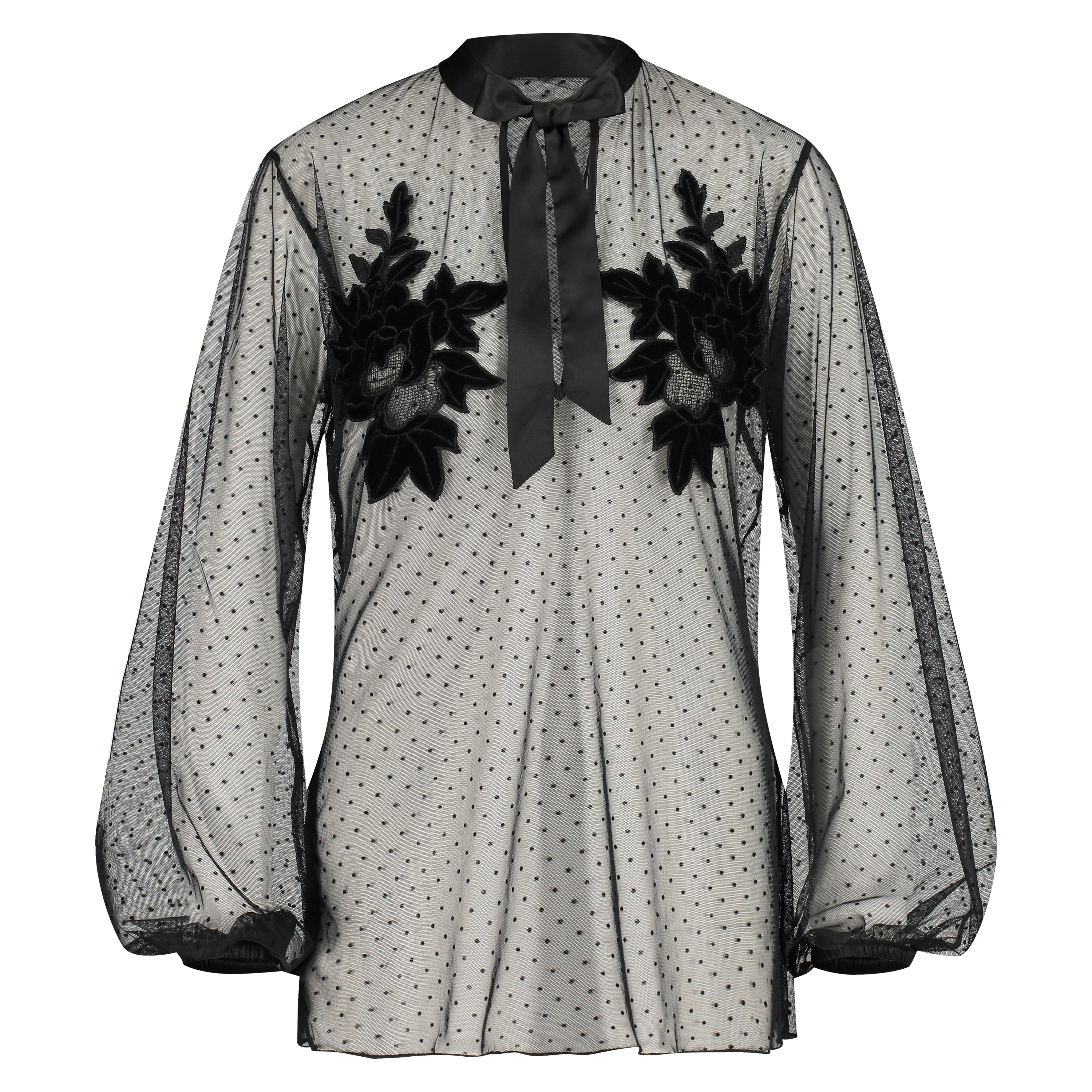 Tunika med prickigt meshmaterial, Svart, main