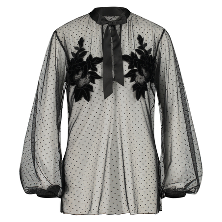 Tunika med prickigt meshmaterial, Svart