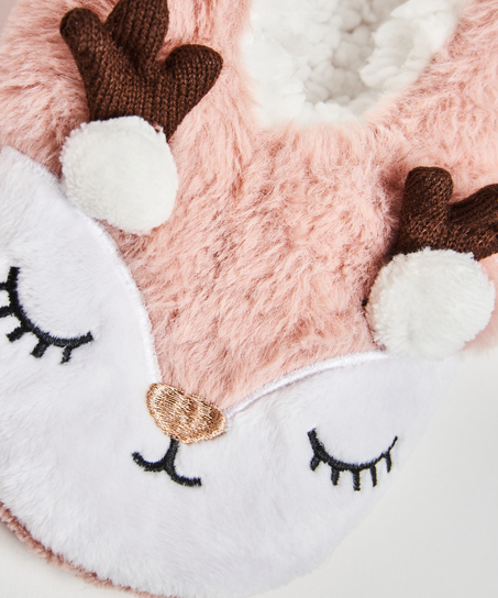 Mysiga ballerina-tofflor med renar, Rosa