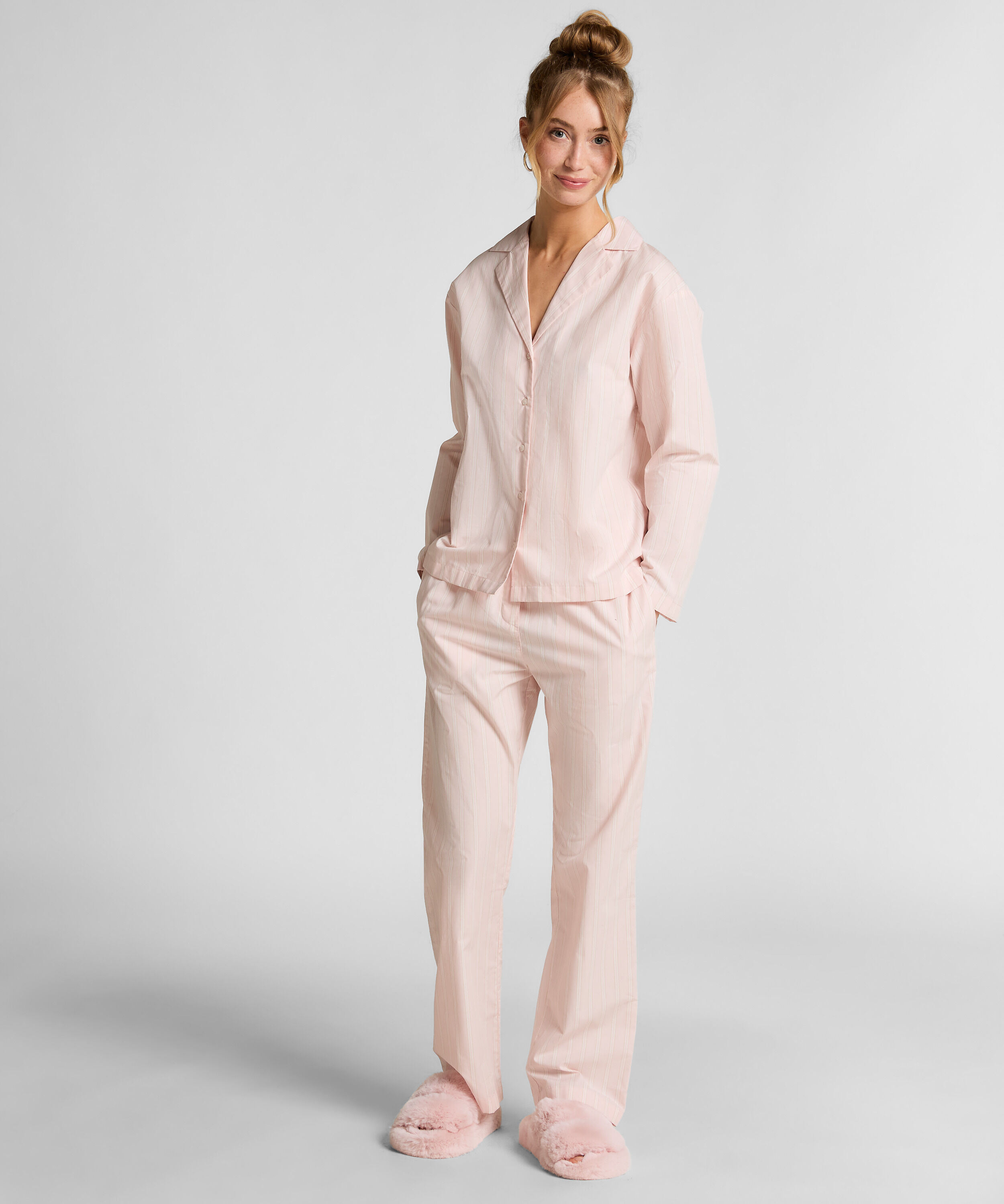Pyjamasbyxa i bomull Poplin, Rosa