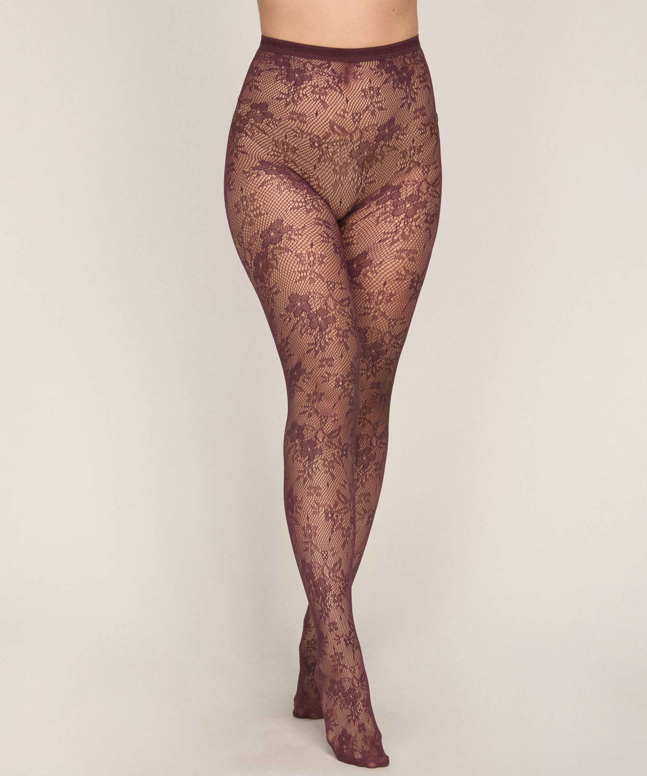 Strumpbyxor Allover Lace Fishnet, Lila Strumpbyxor Allover Lace Fishnet, Lila