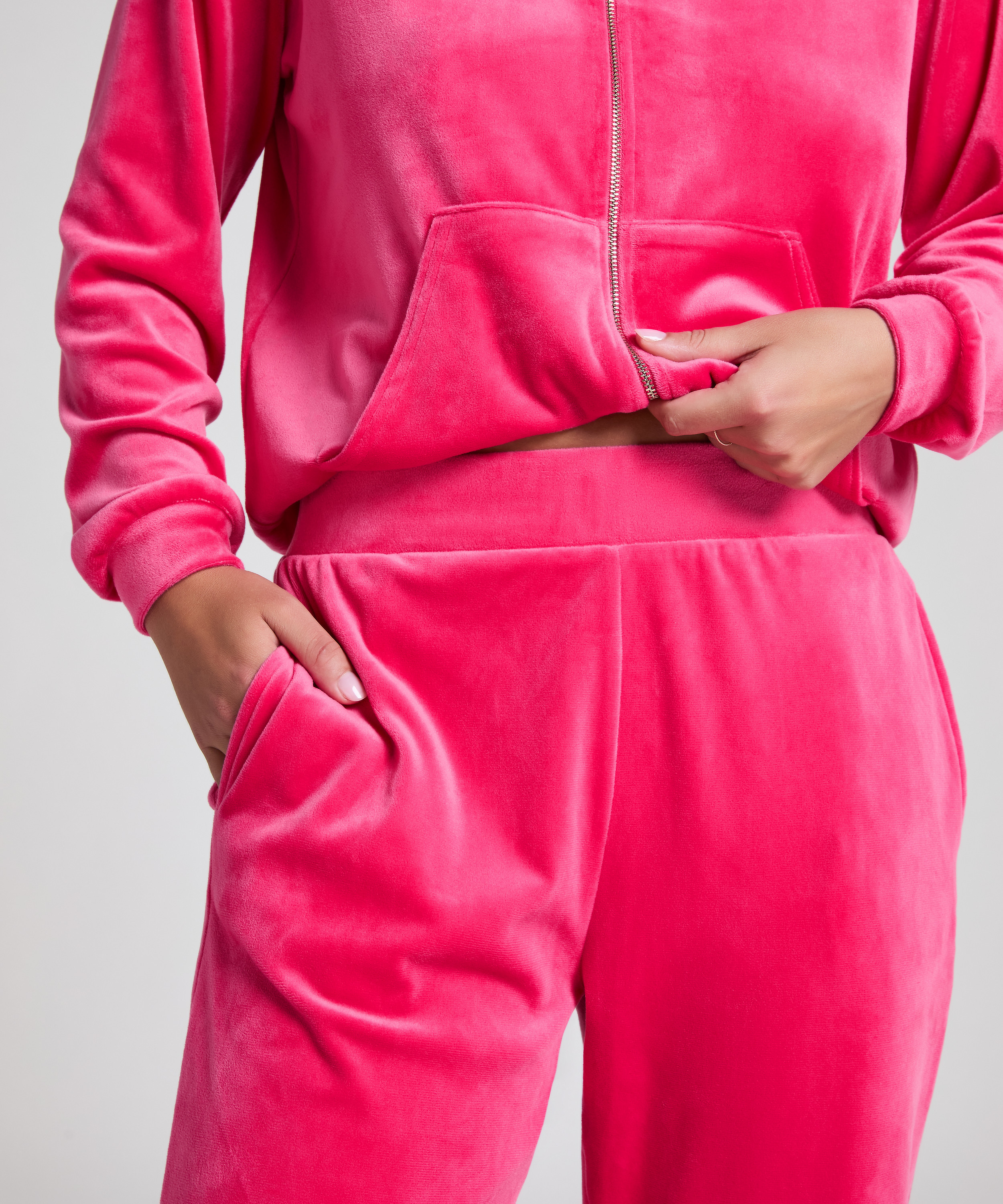 Pyjamasbyxor i velour, Rosa, main