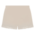 Velour- och spetsshort, Beige
